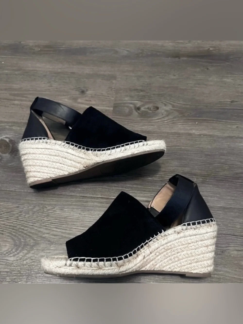 ❤️ Black GAP Wedge Espadrilles Ankle Strap - Size 8